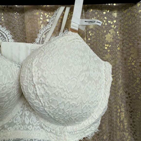 Aerie Real Good White Lace Lightly Lined Balconette Bra 36DD NWT - Picture 3 of 7